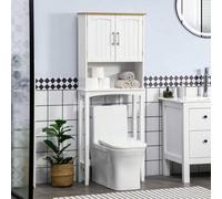 Shein kleankin Mueble sobre Inodoro Armario Alto para Lavadora con 2 Puertas Balda Ajustable Interior y Estante de Almacenaje para Baño WC Carga 20 kg Antiv