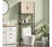 Shein kleankin Mueble sobre Inodoro, Organizador sobre WC con 2 Puertas, Estante Ajustable, Estante Abierto, Estantería de Baño encima WC para Espacio Peque