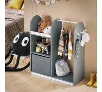 Shein KMB40-W Armario Infantil con 3 Ganchos, 1 Cesta y 1 Percha Mueble Organizador Juguetes y Ropa 97 x 35 x 108 cm ES Armario Niño Armario Niña Perchero I