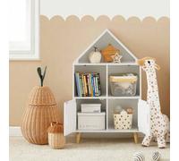 Shein KMB58-W Librería Infantil con 2 Estanterías Abiertos Organizador de Juguetes Multifuncional con 2 Puertas 60 x30 x 103 cm Blanco ES Organizador Infant