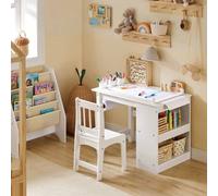 Shein KMB60 Mesa infantil con 1 silla Grupo de asientos infantiles en el interior Conjunto de mesa y sillas infantiles Mesa de pintura para niños