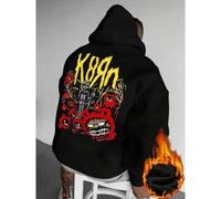 Shein Korn Elements Follow The Leader Sudadera Nueva para Hombre con Patrón de Rayuela, Sudadera Casual de Banda de Rock para Chicas, Sudadera con Capucha p