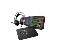 Shein KROM Teclado + Ratón + Auriculares + Alfombrilla de Ratón Kritic RGB Rainbow Gaming Kit