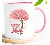 Shein La felicidad es tener una mamá como tú Taza | Taza de cerámica con flores de cerezo | Regalo del Día de la Madre para mamá, abuela, mujer