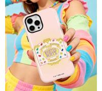 Shein La funda de teléfono con estampado de estilo europeo vintage rosa claro con patrón de frijol de azúcar colorido impreso adopta un diseño brillante mej