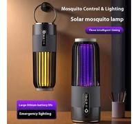 Shein Lámpara antimosquitos portátil 3 en 1 para uso interior y exterior, lámpara trampa de insectos solar y recargable, lámpara antimosquitos con luz viole