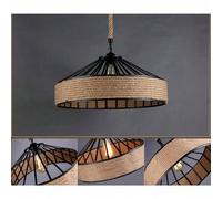 Shein Lámpara colgante de cuerda de cáñamo, estilo vintage, LED, para sala de estar, decoración del hogar