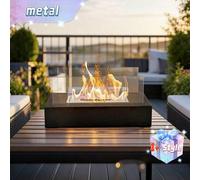 Shein Lámpara de chimenea de alcohol portátil - Diseño rectangular de sobremesa, construcción de vidrio y metal para ambiente exterior y parrillada, regalo