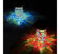 Shein Lámpara de mosaico solar para exteriores, lámpara colgante solar para exteriores, luz nocturna de mosaico para jardín, patio, fiesta, patio, lámpara d
