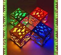 Shein Lámpara de noche en forma de bomba TNT de Minecraft, lámpara de mineral rojo, azul, verde y oro de Minecraft, accesorios del juego, modelo de antorcha