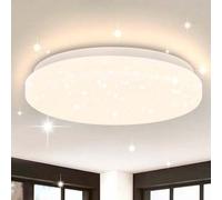 Shein Lámpara de techo LED para dormitorio, 15 W, luz de techo para dormitorio, cielo estrellado, blanco cálido, 21 cm, lámpara de cocina con purpurina, lám