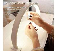 Shein Lámpara LED con forma de media luna, alimentada por USB, con ajuste de brillo de 3 colores, atenuación continua, lámpara de lectura y estudio, luz noc
