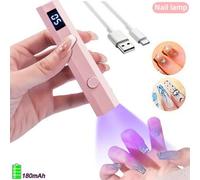 Shein Lámpara secadora de uñas portátil conveniente UV/LED para curar todo tipo de esmalte de uñas, herramienta de arte de uñas recargable USB de secado ráp