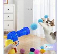 Shein Lanzador de pompones para gatos, juguete de color aleatorio con pompones que se lanzan solos. Producto con imagen que muestra el método de uso, consum