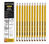 Shein Lápices HB #2 ARTEXUS Premium, paquete de 12/48/72, pre-afilados, resistentes a la rotura, borradores libres de látex, perfectos para escribir, dibuja
