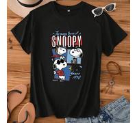 Shein Las Muchas Caras de Desde Camiseta Básica de Punto con Manga Corta y Estampado de Lindo para Mujer