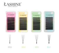 Shein LASHINE 1 Caja 12 Filas Extensiones de Pestañas en Forma de U YY 3D 4D 5D Pestañas en Forma de U 0.07mm Pestañas en Forma de U Súper Suaves Abanico Pa