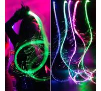 Shein Látigo de fibra óptica LED recargable - Giro de 360°, 36 modos de efectos, súper brillante | Perfecto para raves, fiestas, EDM, espectáculos de luces,