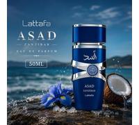 Shein Lattafa Asad Zanzibar Azul 50ml, Regalo de vacaciones, Día de la Madre, Cumpleaños
