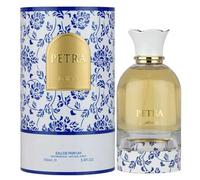 Shein Lattafa Perfume Unisex Petra 100 ml Eau de Parfum en Botella con Diseño Floral Azul y Blanco para Ambos Géneros