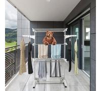 Shein Lavadora con patas plegables, secadora de tres capas con alas laterales, secado interno 82 x 64 x 142 cm, gran espacio para colgar ropa, ropa de cama,