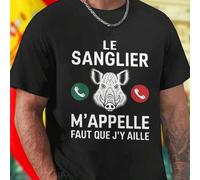 Shein LE SANGLIER M APPELLE FAUT QUE J Y AILLE Camiseta para Hombre Moda Casual Juvenil Transpirable Oferta Limitada Compra Ya