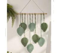 Shein Leaf Macrame Tapestry Brown Green Wall Tapestry Boho Home Decoration Macrame Wall Hanging Home Living Room Decors Aesthetic Gift