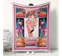 Shein Lebendige Flamingo- & Blumenmuster-Fleece-Decke - Weich, Flauschig und Langlebig für den Innenbereich - Perfektes Geschenk für Feiertage, Geburtstag