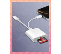 Shein Lector de tarjeta SD compatible con iPhone e iPad, conector dual Lightning y USB-C, adaptador de tarjeta de memoria SD, compatible con tarjetas SD/Mic