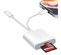 Shein Lector de tarjeta SD compatible con iPhone e iPad, conector dual Lightning y USB-C, adaptador de tarjeta de memoria SD, compatible con tarjetas SD/Mic
