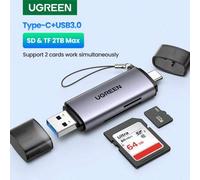 Shein Lector de tarjetas USB Tipo C USB 3.0 a SD TF Micro SD Adaptador para computadora portátil, teléfono Android OTG, lector de tarjetas inteligente 2 en