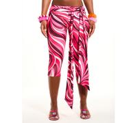 Shein Leggings capri de longitud corta con estampado de remolinos de paisley, con detalle de lazo lateral, de tiro bajo, estilo de festival de verano