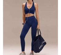 Shein Leggings de 24" FeatherFit™ Sail On con paneles acanalados suaves y transpirables, bolsillos laterales y efecto levantador de glúteos para yoga, pilat