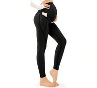 Shein Leggings de maternidad para mujer, alta elasticidad, sensación de desnudez completa, cercanos al abdomen, con bolsillos, pantalones de yoga de materni