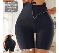 Shein Leggings moldeadores de cintura alta con cremallera, levantamiento de glúteos, pantalones cortos adelgazantes posparto