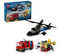 Shein LEGO City 3 en 1 Remix: Helicóptero, Camión de Bomberos y Submarino de Juguete, Set de 3 Juguetes de Vehículos Modulares Combinables y Minifiguras, Re