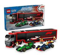 Shein LEGO City Camión de F1 con Coches de F1 RB20 y AMR24, 2 Maquetas de Vehículos de Fórmula 1 Red Bull y Aston Martin, 2 Minifiguras de Pilotos y 3 Staff