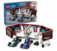 Shein LEGO City Garaje de F1 con Coches Mercedes-AMG y Alpine, 2 Maquetas de Vehículos de Fórmula 1 de Juguete y 2 Minifiguras de Pilotos y 4 Mecánicos, Reg
