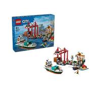 Shein Lego City Serie 60422 Rompecabezas de bloques de construcción del barco de carga y Haigang, juguete de regalo para niños