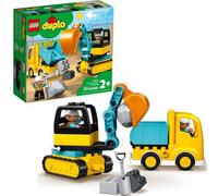 Shein LEGO DUPLO 10931 Camión y excavadora de cadenas de la ciudad, juguete de vehículo de construcción para niños y niñas de 2 a 4 años, desarrollo de habi