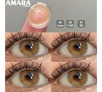 Shein Lentes de contacto de ojos de color natural AMARA con pupilas coloreadas, lentes de ojos grandes de color marrón, lentes de color de ojos verdes para