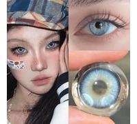 Shein Lentes de contacto naturales Lalens: Azul egipcio, 1 par, incluye estuche con espejo, suministro para 1 año, diseñados para agrandar ojos pequeños, ap