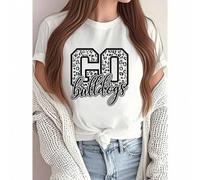 Shein Leopard Go Bulldog Mascot School Spirit Game Day-Shirt Summer-Shirt WomenFun Graphic T-Shirts For Men And Women, Casual Short Sleeve Women's Su