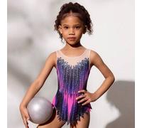 Shein Leotardos sin mangas con estampado para niñas, cómodos y amigables con la piel, diseño ajustado para evitar la exposición, ropa deportiva para gimnasi