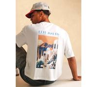 Shein L'Ete Sans Fin Camiseta Oversized de Verano con Cuello Redondo Manga Corta Estampado Gráfico en la Espalda Vacaciones de Verano Viajes