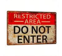 Shein Letrero de metal vintage - Señal decorativa de área restringida, no pasar, para colgar en la pared, de 30.48x20.32 cm - Señal de advertencia para el h