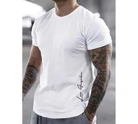 Shein Letter Los Angeles Print Men's Crew Neck Fashionable Short Sleeve Sports T-shirt, Comfortable And Versatile, For Summer And Spring, Athletic , Comfort
