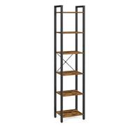 Shein Librería de 6 Niveles, Biblioteca, Estantería para Oficina, Estudio, Sala de Estar, Dormitorio, 30 x 40 x 186 cm, Industrial, Marrón Rústico y Negro T