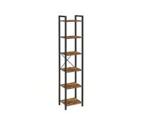 Shein Librería de 6 Niveles, Biblioteca, Estantería para Oficina, Estudio, Sala de Estar, Dormitorio, 30 x 40 x 186 cm, Industrial, Marrón Rústico y Negro T