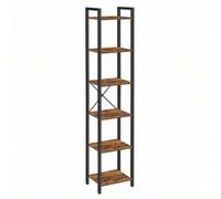 Shein Librería de 6 Niveles, Biblioteca, Estantería para Oficina, Estudio, Sala de Estar, Dormitorio, 30 x 40 x 187,5 cm, Industrial, Marrón Rústico y Negro